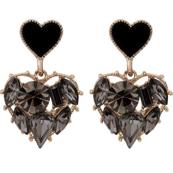 Aretes Dorados De Corazón Negro - Imagen 5