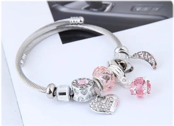 Pulsera De Luna Y Corazón Azul - Imagen 3