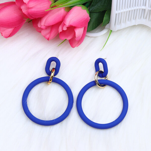 Aretes Redondos De Acrilico De Color Azul