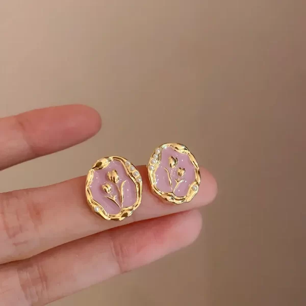 Aretes Rosas De Tulipan