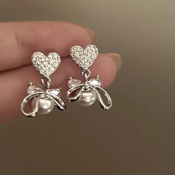Aretes De Corazón Y Lazo