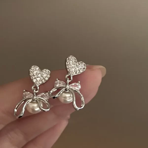 Aretes De Corazón Y Lazo - Imagen 3