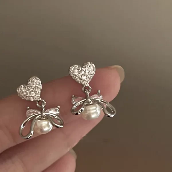 Aretes De Corazón Y Lazo - Imagen 4