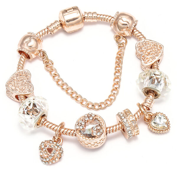 Pulsera Dorada Tipo Pandora Corazón Dorado