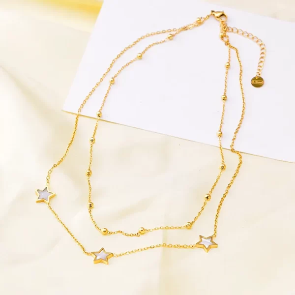Conjunto De Collar Y Aretes De Estrella Chapado En Oro - Imagen 5