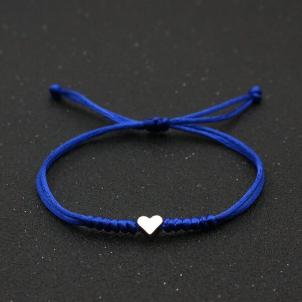 Pulsera De Cuerda Color Azul Con Dije De Corazón