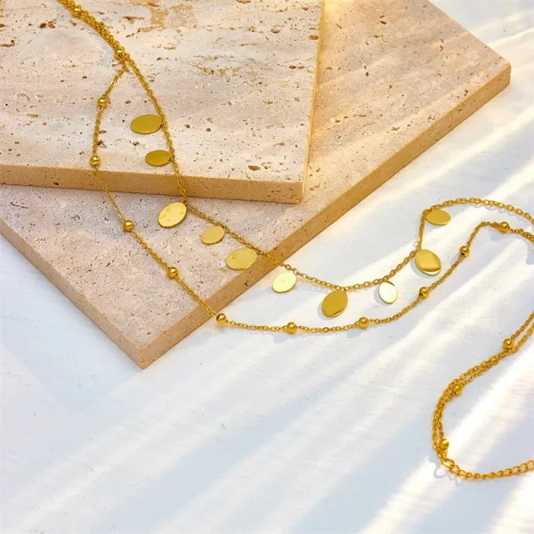 Collar Oval Chapado En Oro De 18 Quilates. - Imagen 4
