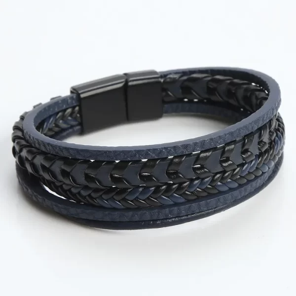 Pulsera Hip Hop Cuero De Color Azul - Imagen 3