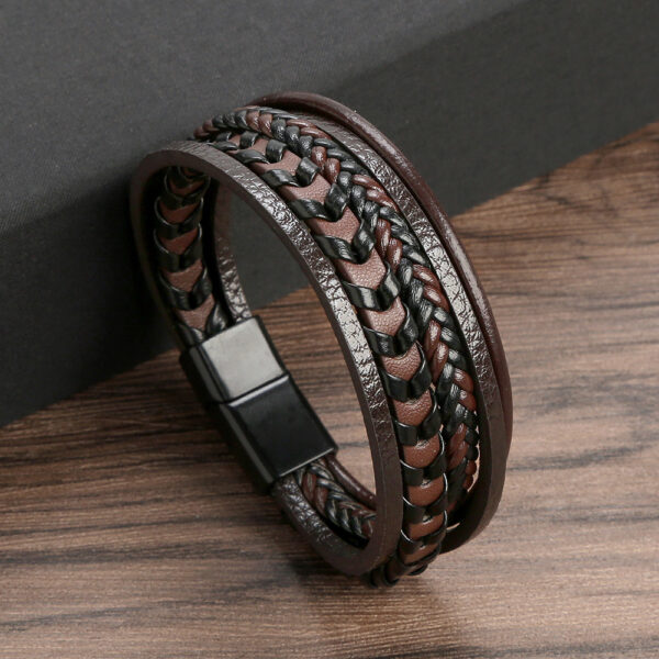 Pulsera Hip Hop Cuero De Color Café