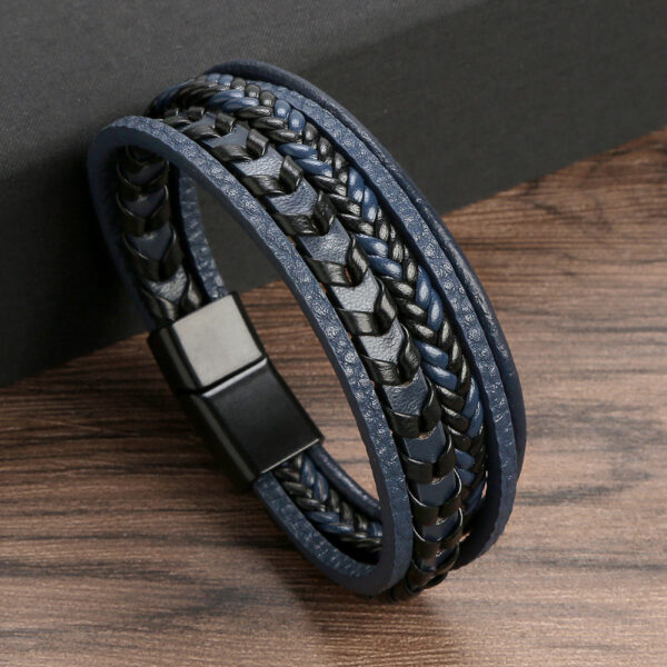 Pulsera Hip Hop Cuero De Color Azul