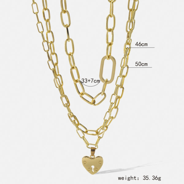 Collar Dorado Multicapa Corazón - Imagen 2