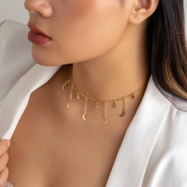 Collar Dorado Luna Y Estrellas - Imagen 2
