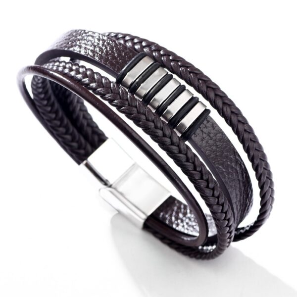 Pulsera De Cuero Sintetico Café