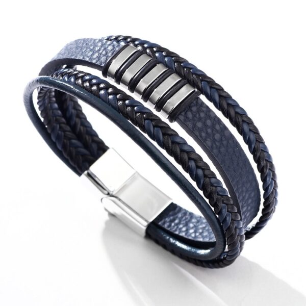 Pulsera De Cuero Sintetico Azul