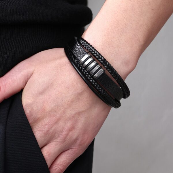 Pulsera De Cuero Sintetico Café - Imagen 2