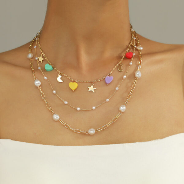 Collar Corazones Y Perlas