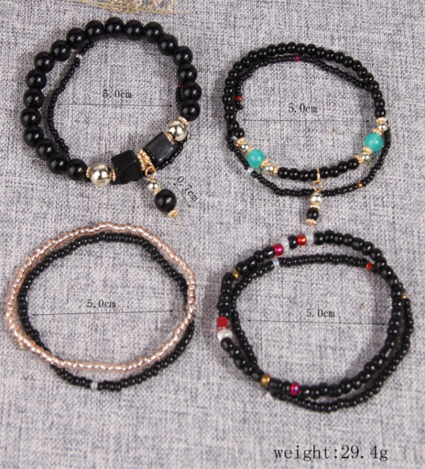 Pulsera Bohemia De Cuentas Negras - Imagen 3