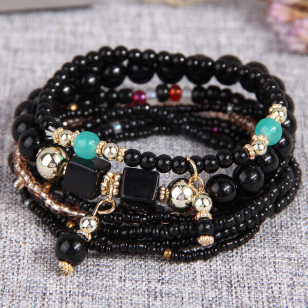 Pulsera Bohemia De Cuentas Negras