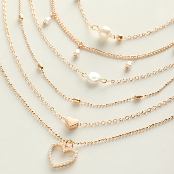 Collar Dorado Multicapa De Perlas - Imagen 2