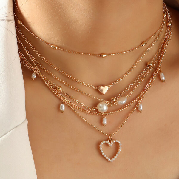 Collar Dorado Multicapa De Perlas