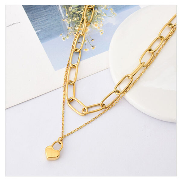 Collar De Acero Titanio En Forma De Corazón De Hip-hop - Imagen 3