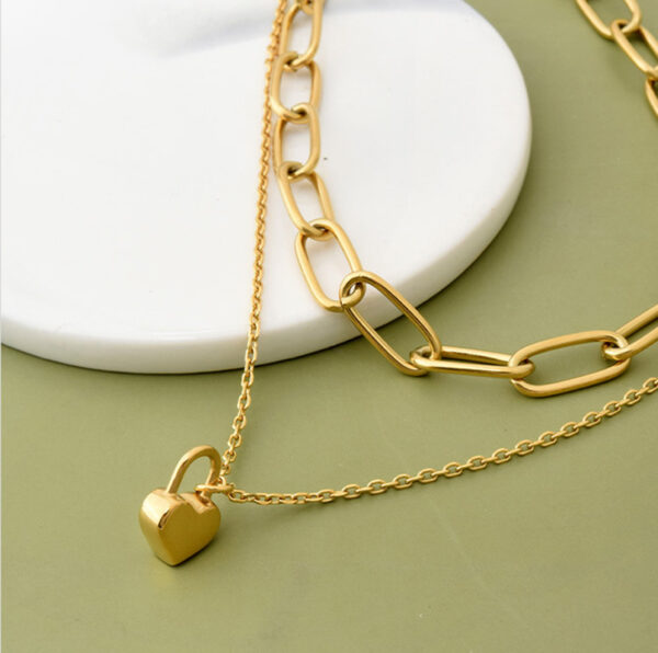 Collar De Acero Titanio En Forma De Corazón De Hip-hop - Imagen 4