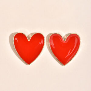 Pendientes En Forma De Corazón De Color Rojo