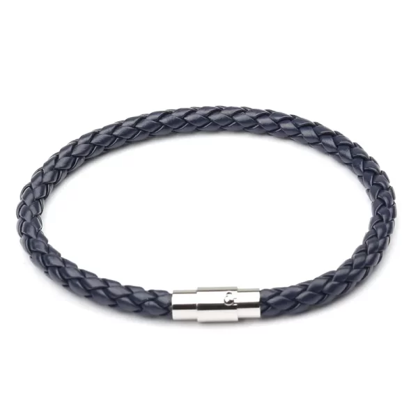 Pulsera Trenzada De Cuero Sintetico De Color Azul