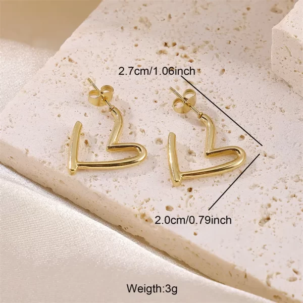 Aretes De Corazón Plateados Acero Inoxidable - Imagen 6