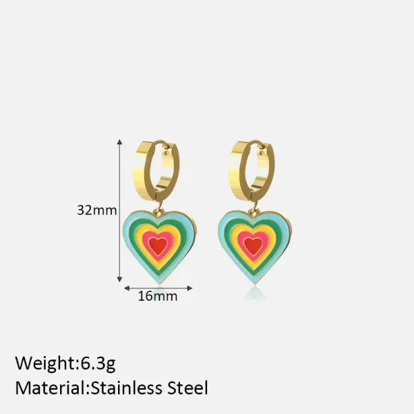 Aretes De Corazón Multicolor - Imagen 7