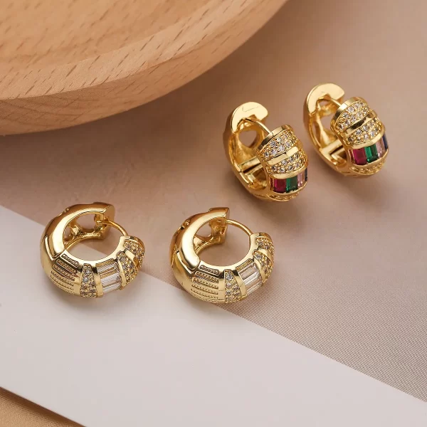 Aretes CORBIS Circon Chapado En Oro - Imagen 2