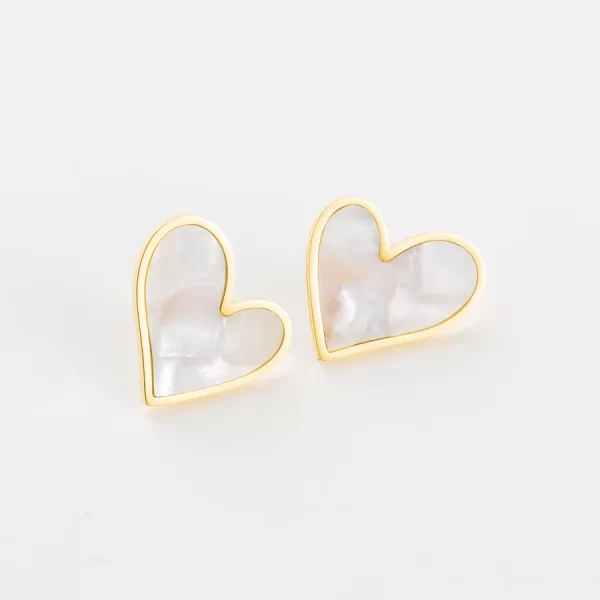 Aretes De Corazón Blanco Acero Inoxidable