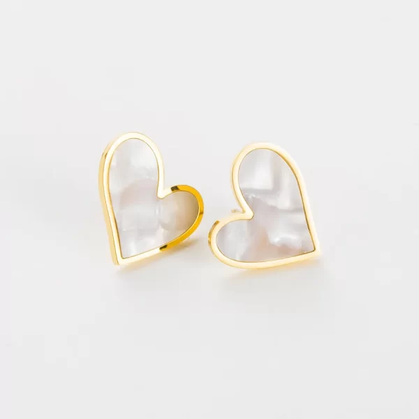Aretes De Corazón Blanco Acero Inoxidable - Imagen 4