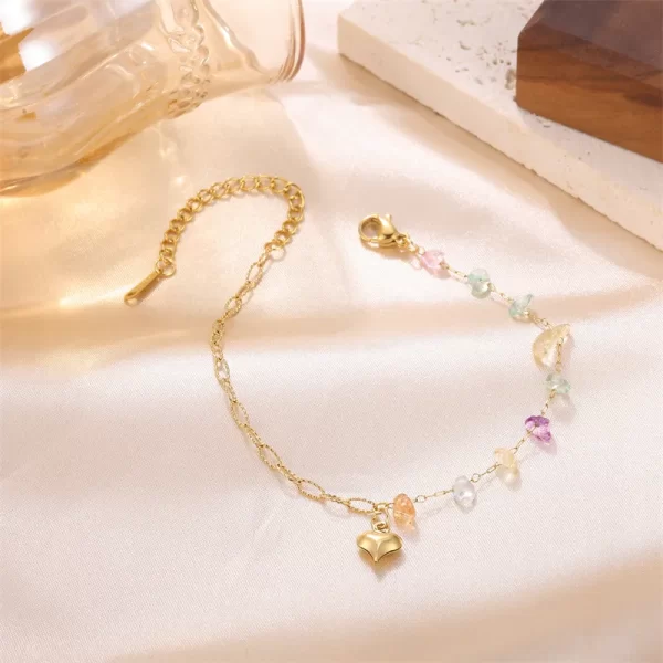 Pulsera De Corazón Y Piedras Naturales - Imagen 2