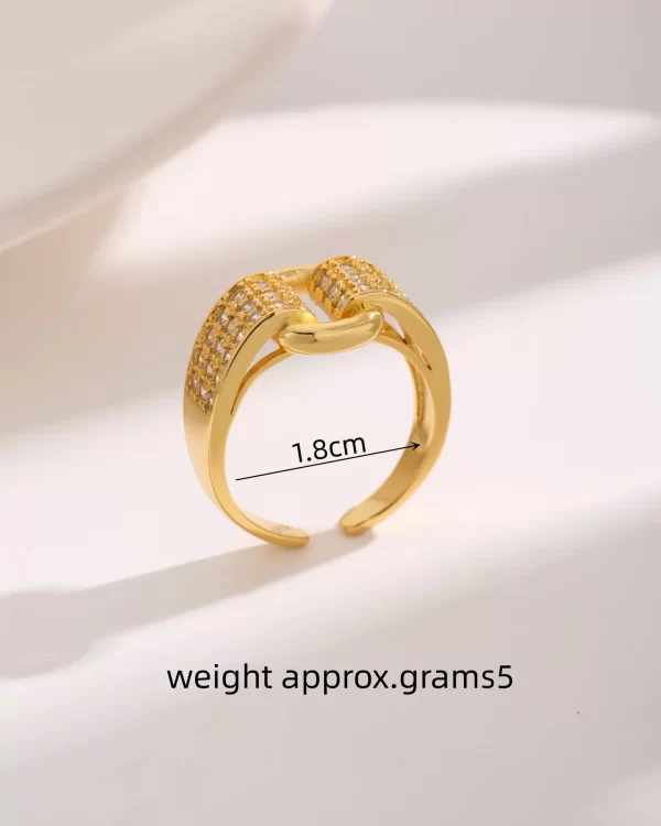 Anillo Hebilla Circón Chapado En Oro De 18k - Imagen 3