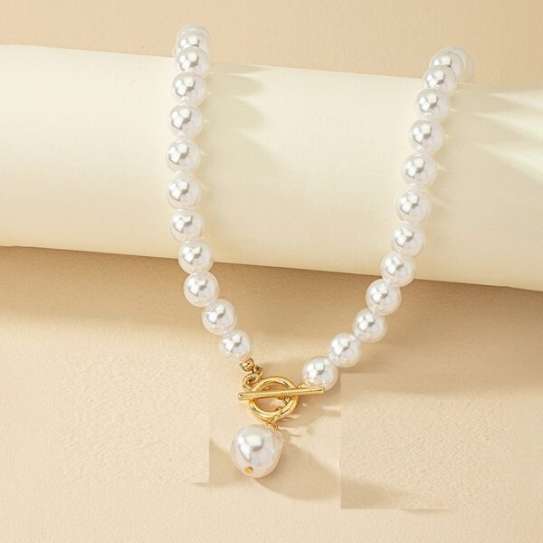 Collar De Perlas Con Aretes Chapado En Oro De 14 Quilates - Imagen 3