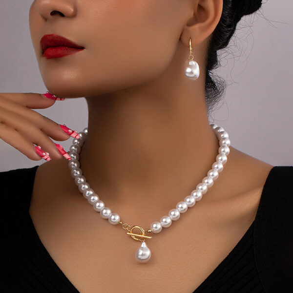 Collar De Perlas Con Aretes Chapado En Oro De 14 Quilates