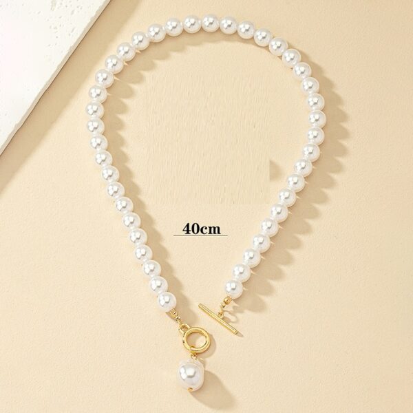 Collar De Perlas Con Aretes Chapado En Oro De 14 Quilates - Imagen 4