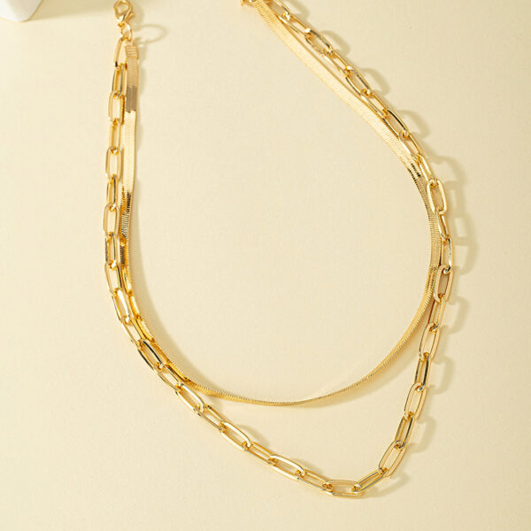 Collar Doble Estilo IG En Acero Titanio Chapado En Oro - Imagen 2