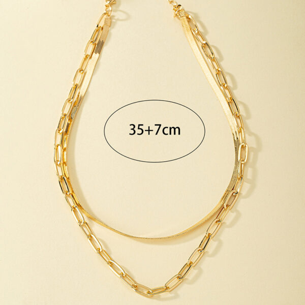 Collar Doble Estilo IG En Acero Titanio Chapado En Oro - Imagen 5