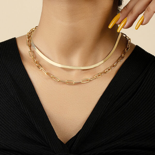 Collar Doble Estilo IG En Acero Titanio Chapado En Oro