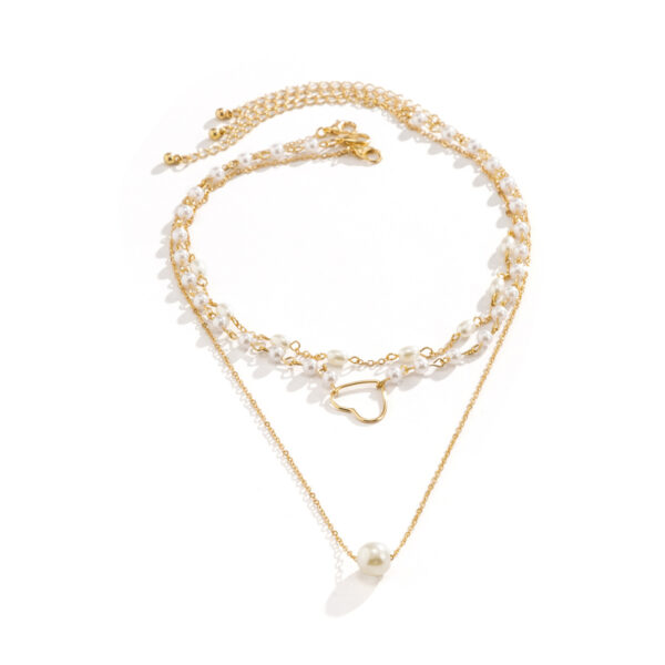 Collar Dorado De Corazón Y Perlas - Imagen 4