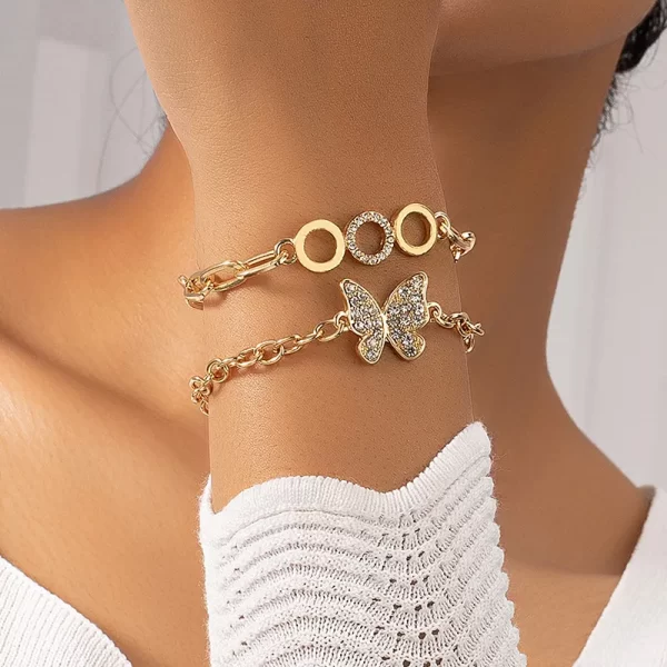 Pulsera Mariposa Y Circulo (2 Piezas)
