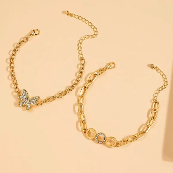 Pulsera Mariposa Y Circulo (2 Piezas) - Imagen 3