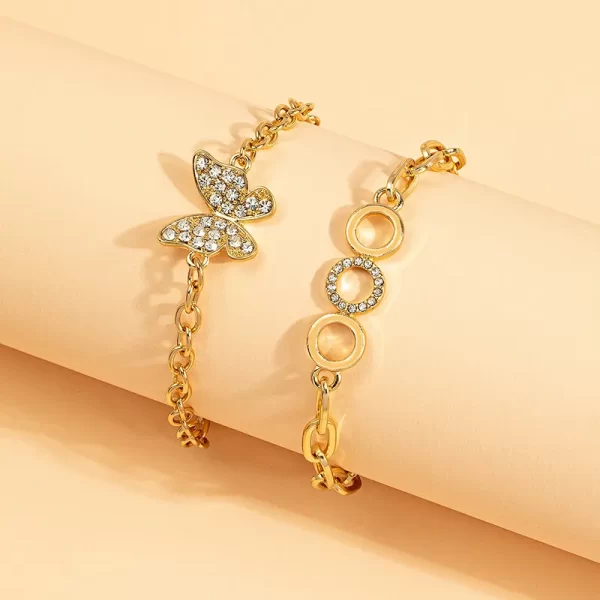 Pulsera Mariposa Y Circulo (2 Piezas) - Imagen 2