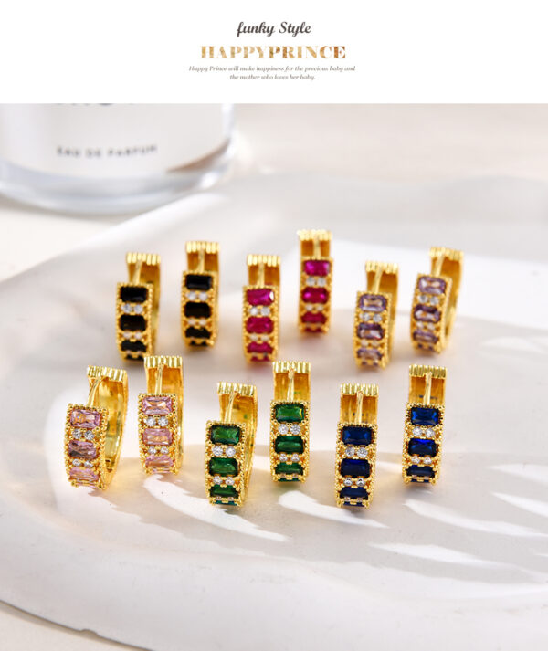 Aretes Cuadrados De Circonitas Moradas - Imagen 3