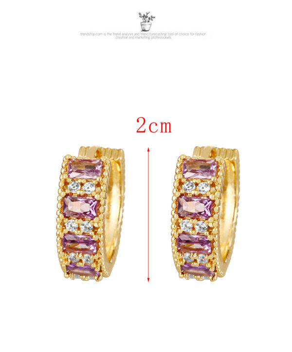 Aretes Cuadrados De Circonitas Moradas - Imagen 4