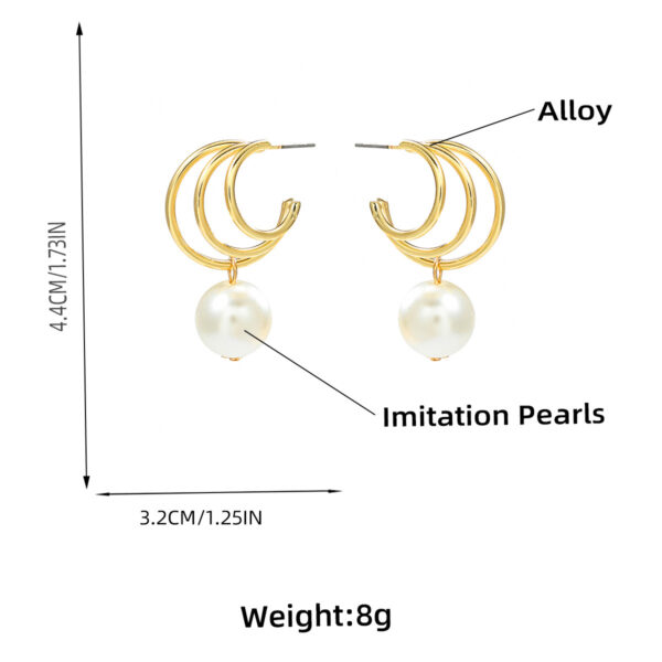 Pendientes Plateados Multicapa De Perlas - Imagen 9