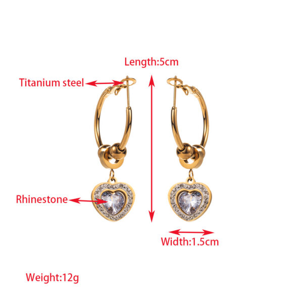 Aretes De Aro De Corazón De Acero Titanio - Imagen 3