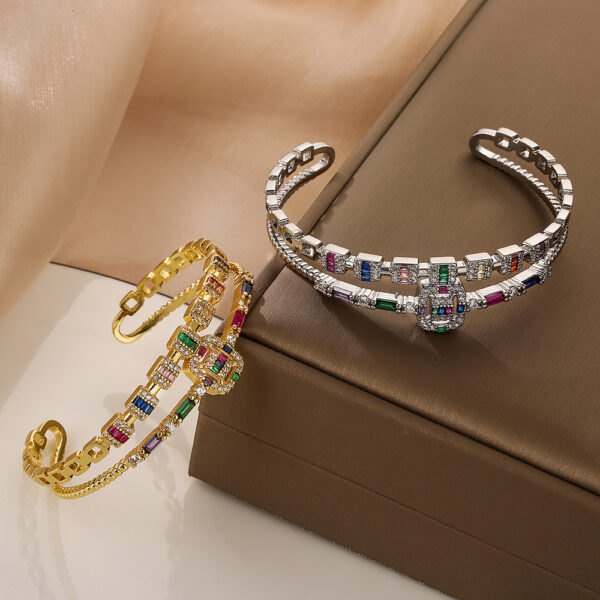 Pulsera Abierta De Cobre Bañado En Oro - Imagen 3